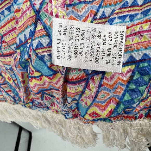 Kori America fringe kimono s/m colorful Aztec geometric lightweight coverup - Picture 6 of 6